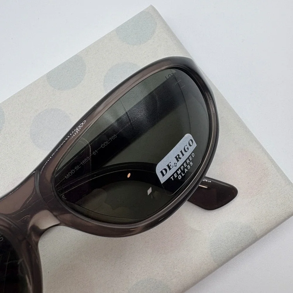 Lozza Estoril 3 1653/61/705 Vintage Charcoal Gray Oval Sunglasses Italian Made